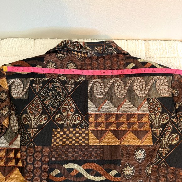 Molly & Maxx Women's Zip Up Collared Brown Tapestry Jacket Size Large - Picture 12 of 15